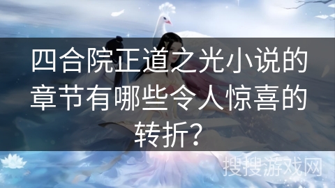 四合院正道之光小说的章节有哪些令人惊喜的转折？