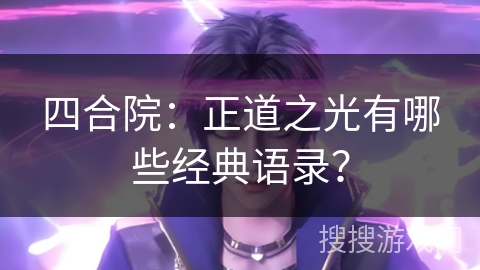 四合院：正道之光有哪些经典语录？