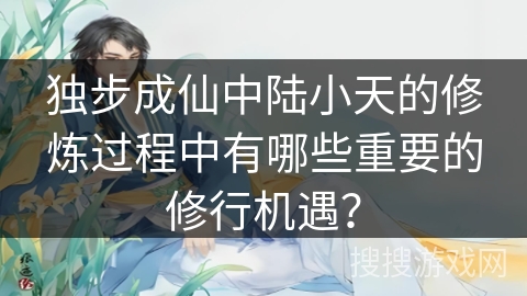 独步成仙中陆小天的修炼过程中有哪些重要的修行机遇？