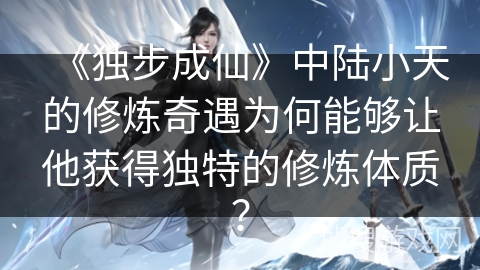 《独步成仙》中陆小天的修炼奇遇为何能够让他获得独特的修炼体质？