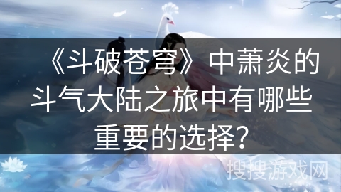 《斗破苍穹》中萧炎的斗气大陆之旅中有哪些重要的选择？