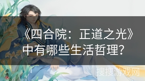 《四合院：正道之光》中有哪些生活哲理？