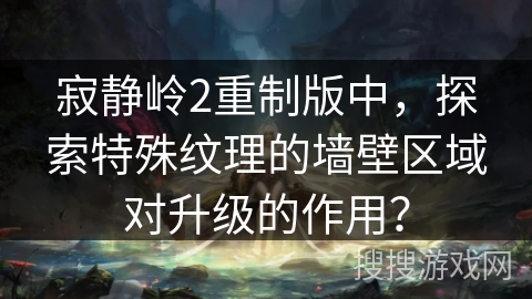 寂静岭2重制版中，探索特殊纹理的墙壁区域对升级的作用？