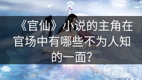 《官仙》小说的主角在官场中有哪些不为人知的一面？