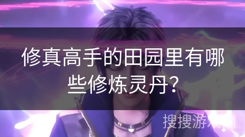 修真高手的田园里有哪些修炼灵丹？