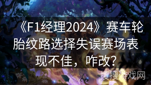 《F1经理2024》赛车轮胎纹路选择失误赛场表现不佳，咋改？