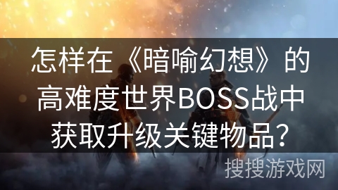 怎样在《暗喻幻想》的高难度世界BOSS战中获取升级关键物品？