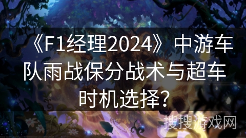 《F1经理2024》中游车队雨战保分战术与超车时机选择? 《F1经理2024》中游车队雨战保分战术与超车时机选择?
