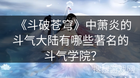 《斗破苍穹》中萧炎的斗气大陆有哪些著名的斗气学院？