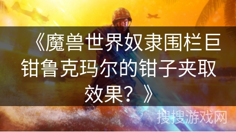 《魔兽世界奴隶围栏巨钳鲁克玛尔的钳子夹取效果？》