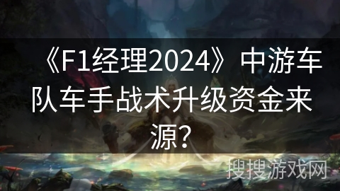 《F1经理2024》中游车队车手战术升级资金来源？