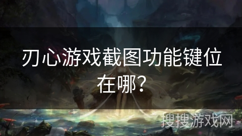 刃心游戏截图功能键位在哪？