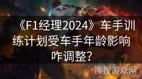 《F1经理2024》车手训练计划受车手年龄影响咋调整？