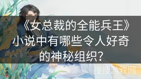 《女总裁的全能兵王》小说中有哪些令人好奇的神秘组织？
