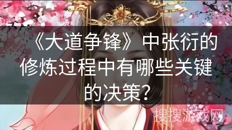 《大道争锋》中张衍的修炼过程中有哪些关键的决策？