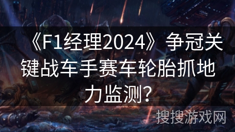 《F1经理2024》争冠关键战车手赛车轮胎抓地力监测？