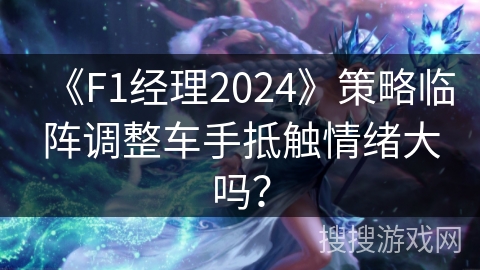 《F1经理2024》策略临阵调整车手抵触情绪大吗？