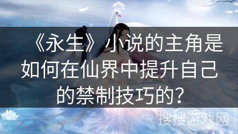 《永生》小说的主角是如何在仙界中提升自己的禁制技巧的? 《永生》小说的主角是如何在仙界中提升自己的禁制技巧的?