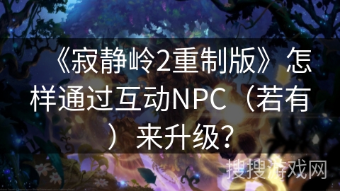 《寂静岭2重制版》怎样通过互动NPC(若有)来升级? 《寂静岭2重制版》怎样通过互动NPC(若有)来升级?