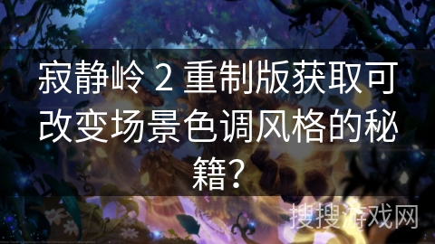 寂静岭 2 重制版获取可改变场景色调风格的秘籍？