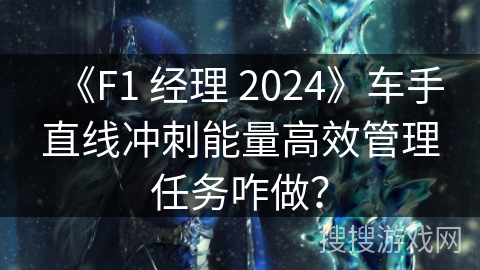 《F1 经理 2024》车手直线冲刺能量高效管理任务咋做？